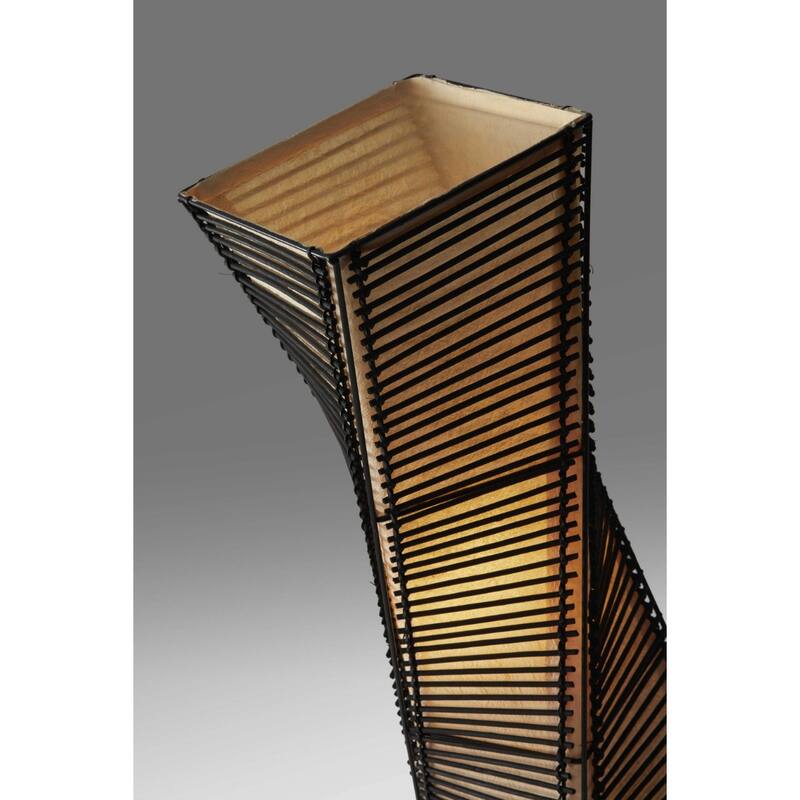 50" Boho 2-Light Cylinder Shape Floor Lamp with Twisted Paper Shade and Black Base Foot Switch - 50”H x 9.5”W x 9.5”D