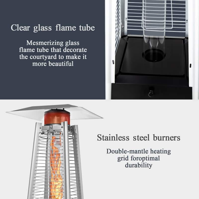 Pamapic 42,000 BTU Outdoor Pyramid Flame Patio Heater with Cover, Wheels