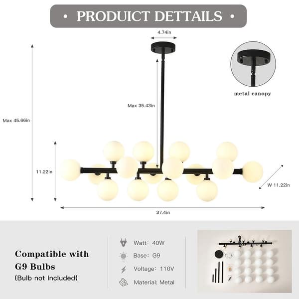 dimension image slide 0 of 6, Mid Century Modern Chandelier Sputnik Light Fixture