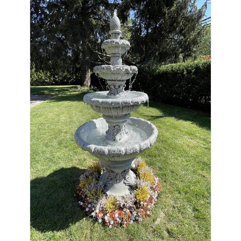Cascading French Quarter Fountain Garden Fountain Stone Gray 84"