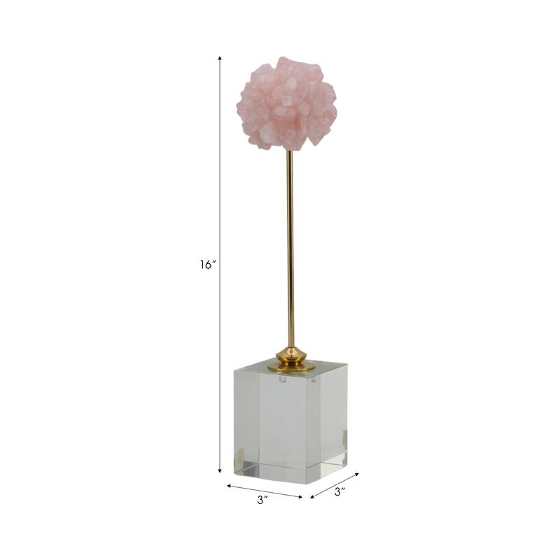 Metal Marble Decorative Sculpture Clustered Crystal Form on Cubic Base