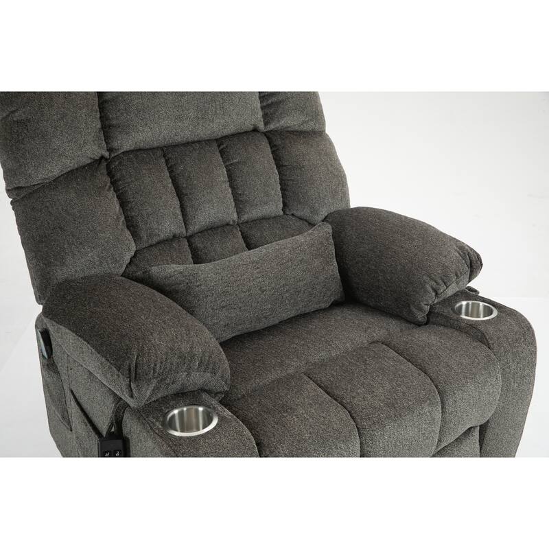 Lift Recliner Chair with Heat & Massage, Dual OKIN Motor Heavy-Duty Recliner Chair, Lounge Chair with Side Pockets & Cup Holders