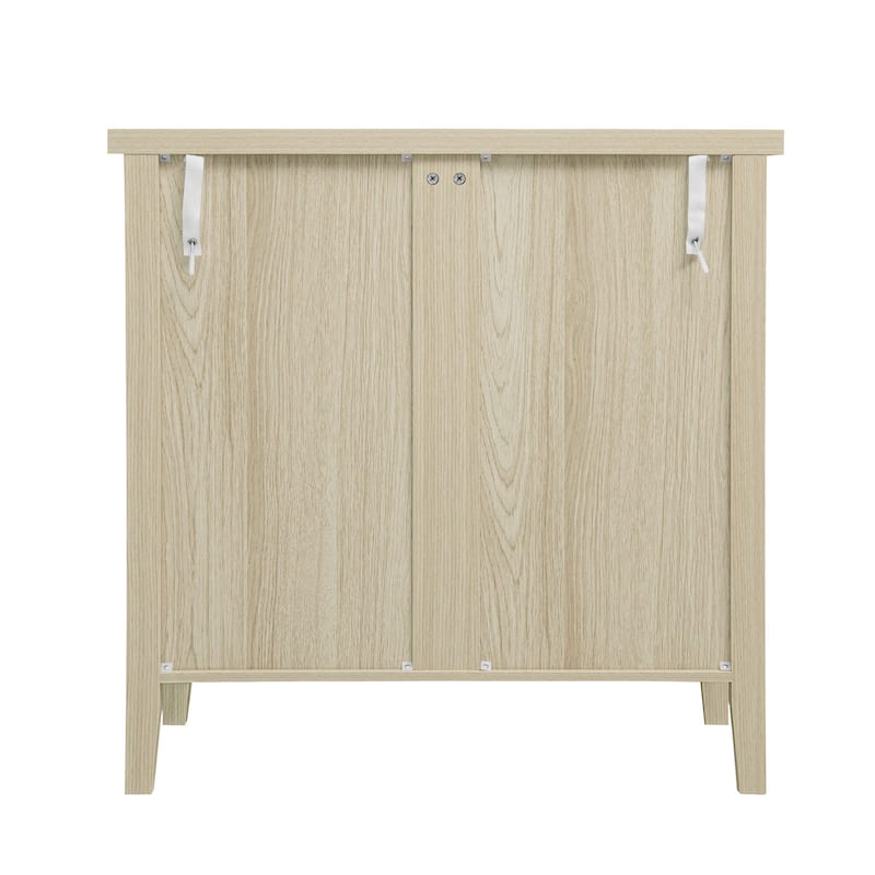 Roomfitters Rattan 2 Door Storage Cabinet, Accent Sideboard Buffet Cabinet with Adjustable Shelves, Natural