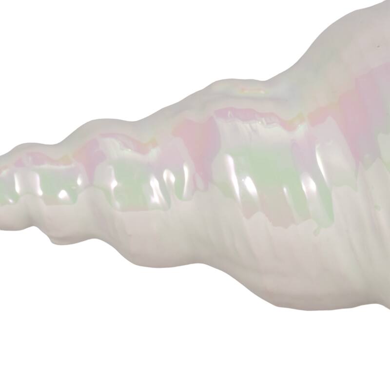 Ceramic Long Iridescent Seashell Figurine - Ivory