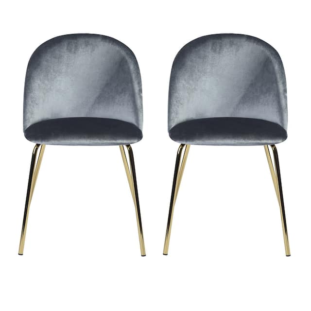 Carson Carrington Mid-Century Modern Velvet Dining Chair Set of 2 - Grey/ Gold