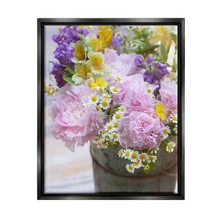 Stupell Spring Blooms in Bucket Framed Floater Canvas Wall Art Design ...