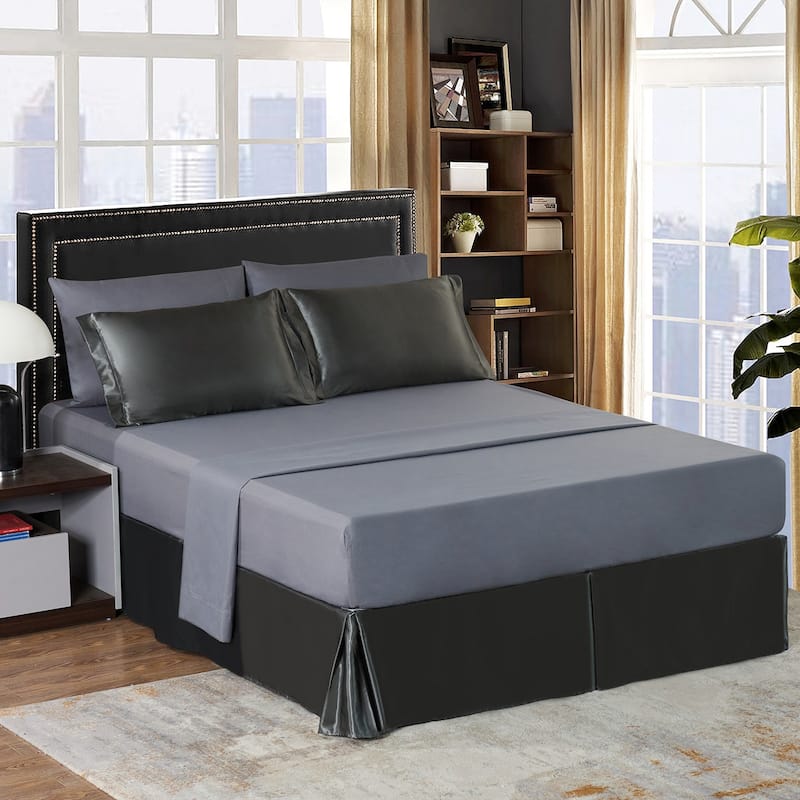 8 Piece Satin Silky Comforter Set Quilted Bedding Sets