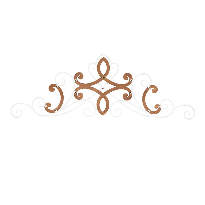 Wooden Scroll Wall Decor with Wood Accents - White - Roche River Decor