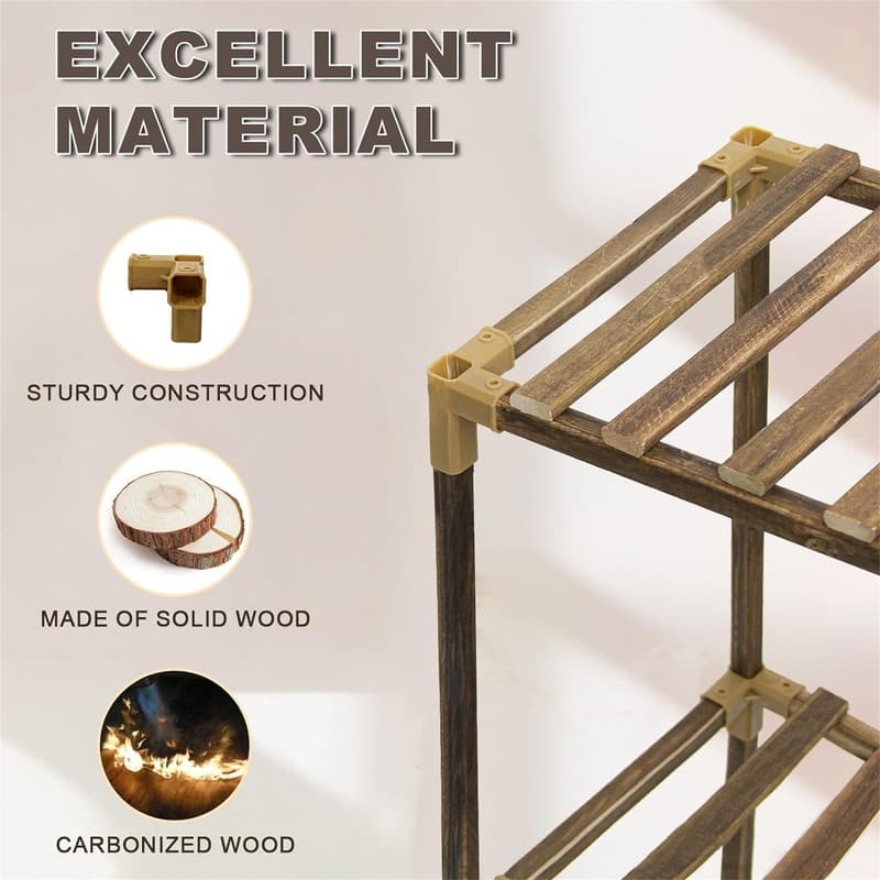 3-Tier Outdoor Wood Plant Stand for Multiple Plants
