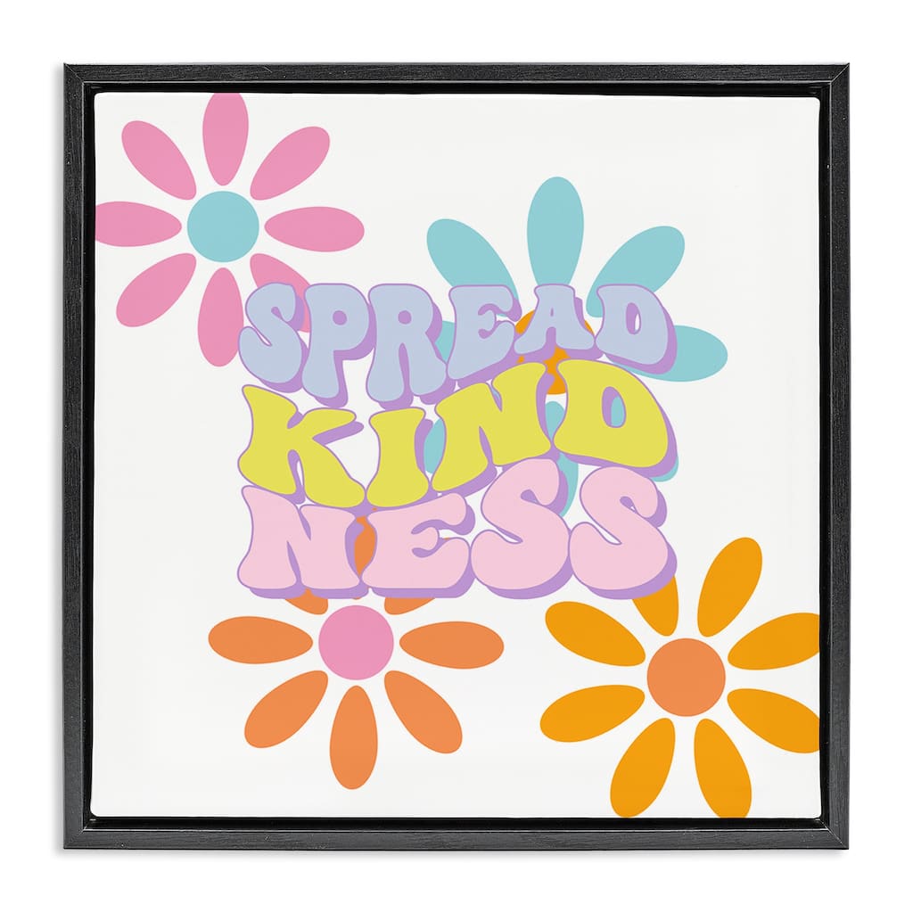 Stupell Groovy Spread Kindness Framed Floater Canvas Wall Art Design By Jesse Keith