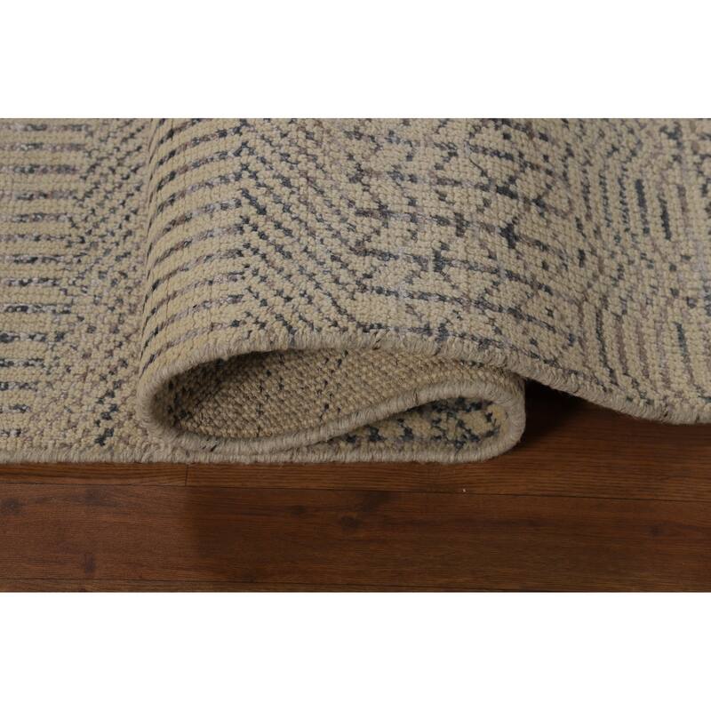 Beige Moroccan Area Rug Hand-Knotted Oriental Wool Carpet - 4'11" x 7'10"