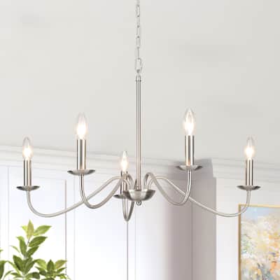 5-Light Rustic Farmhouse Candle Chandelier for Bedroom, Kitchen, Living Room and Foyer - N/A