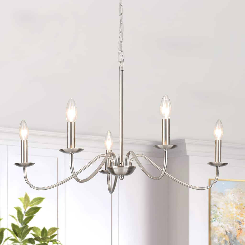 5-Light Rustic Farmhouse Candle Chandelier for Bedroom, Kitchen, Living Room and Foyer