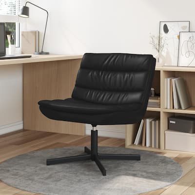 vidaXL Swivel Chair Black Faux leather, Metal Medium Black Chair Other - 24.8 x 29.5 x 29.9