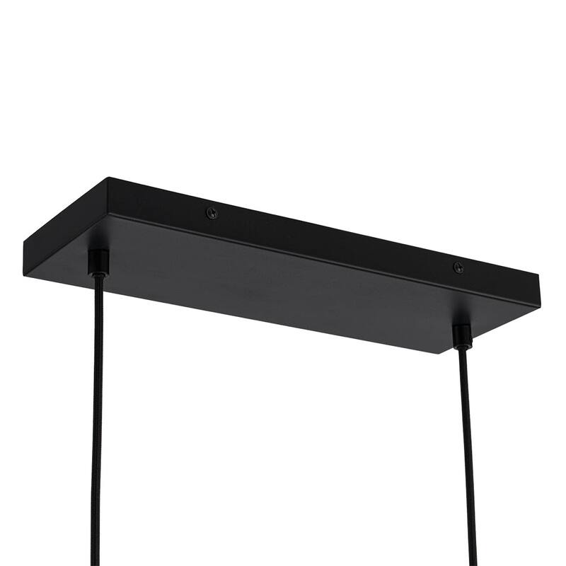 Rustic 5-Light Wood Beam Linear Chandelier - Matte Black & Brown Wood