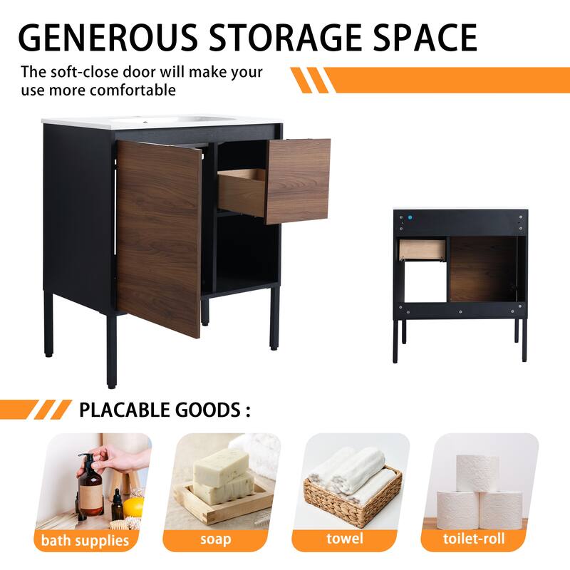 Bathroom Vanity With Sink In 30 Inch, Freestanding/Floating Bathroom Vanity with Soft Close Door and Drawer