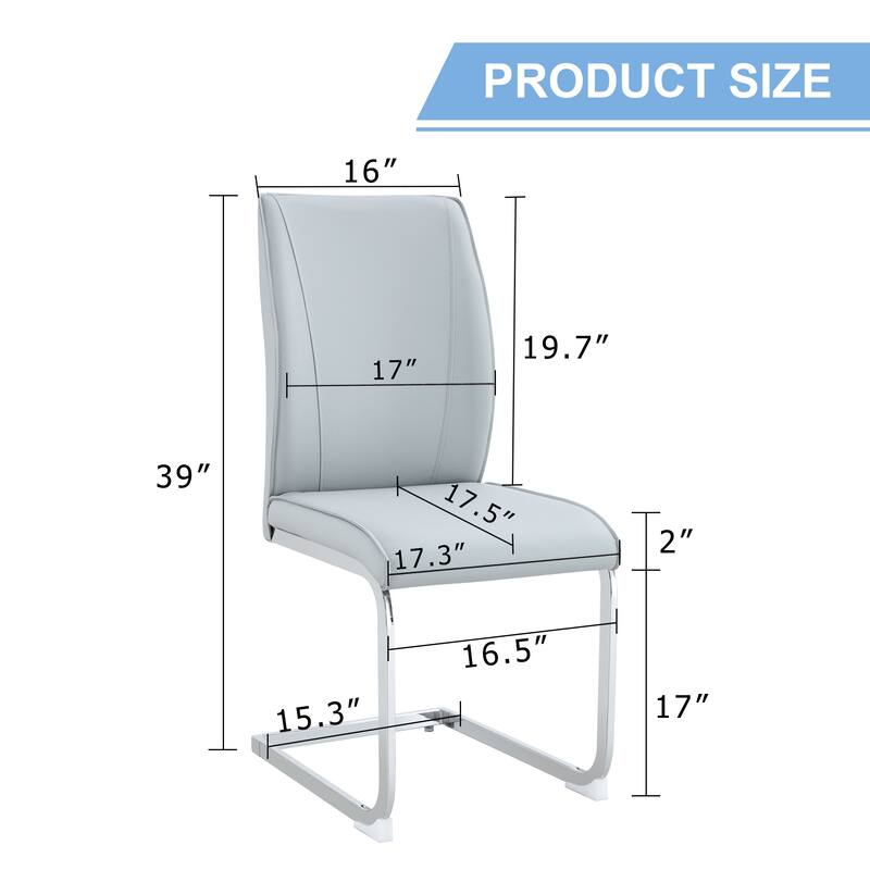 8 Piece PU High Elastic Dining Chair With High Backrest, Cushion, Silver Metal Legs For Dining Room Kitchen Living Room Bedroom