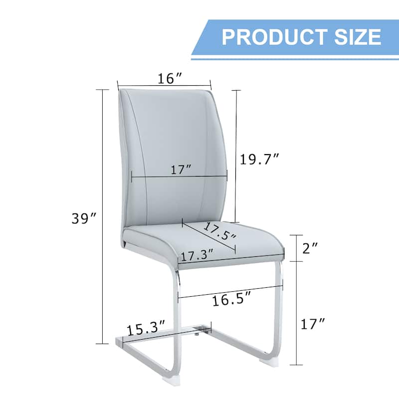 Roomfitters Arch Dining Chairs with White PU and Silver Arched Legs, Modern Upholstered Set of 4 for Home