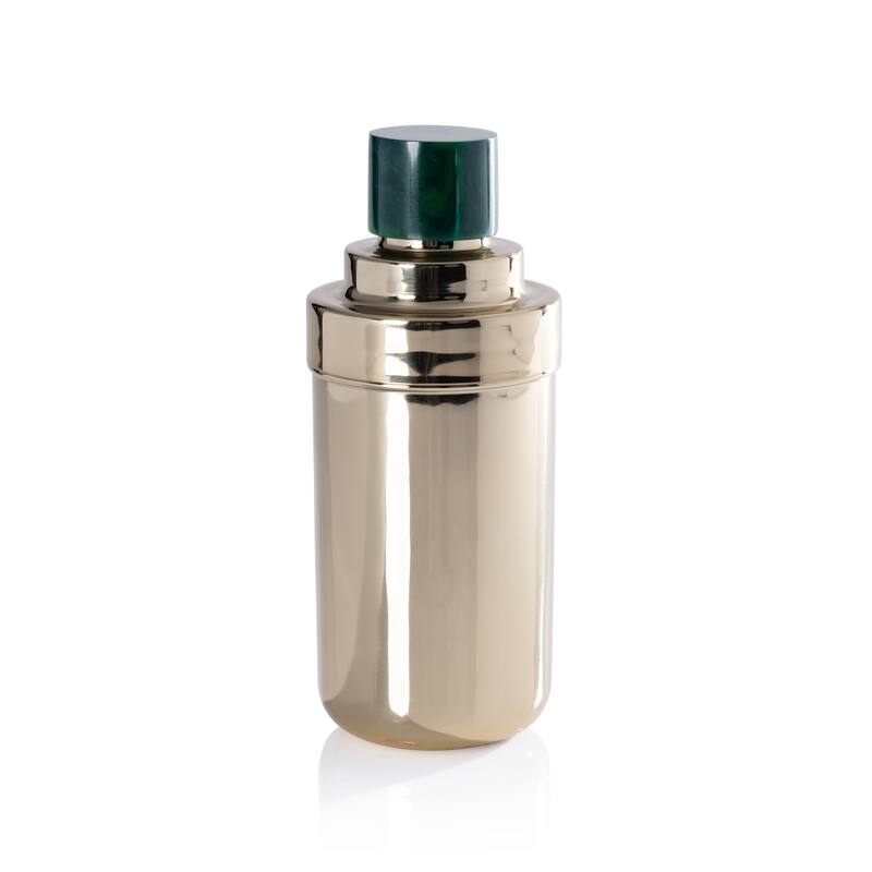 Spiga Stainless Steel Cocktail Shaker - Gold w/ Green Accent