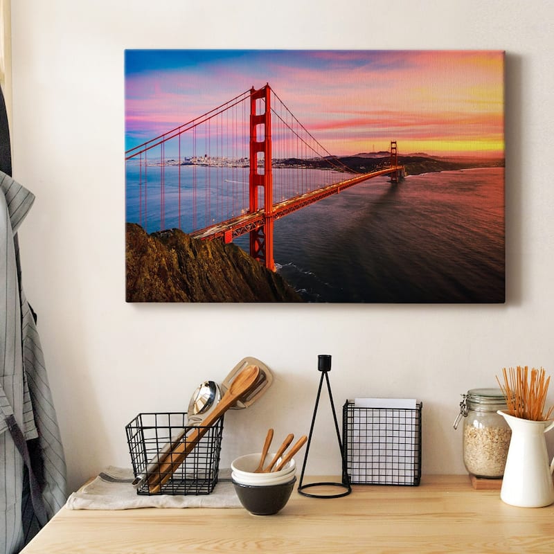 The Golden Gate Bridge at Sunset Premium Gallery Wrapped Canvas - Ready to Hang