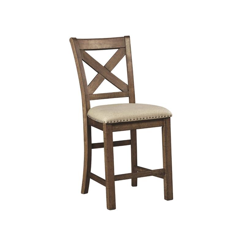 Moriville Counter Height Brown Beige Stool (Set of 2) - 19.5" W x 24.38" D x 41.5" H