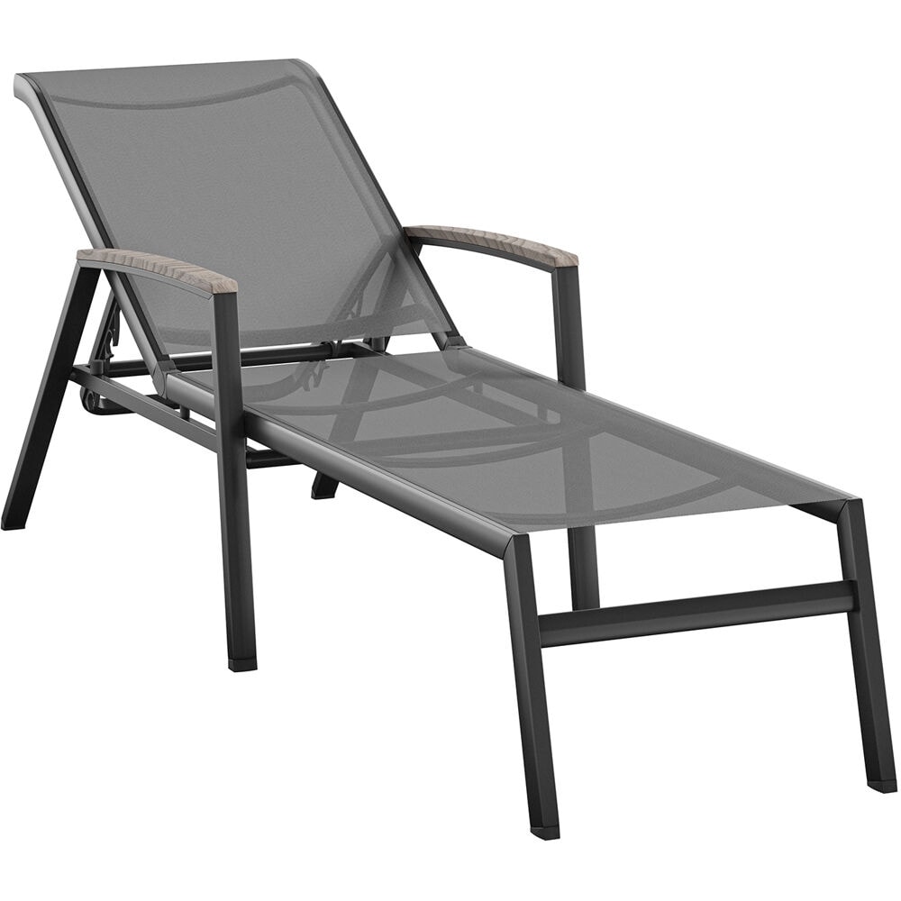 Mod Jace Outdoor Aluminum Sling Chaise Lounge with Faux Wood
