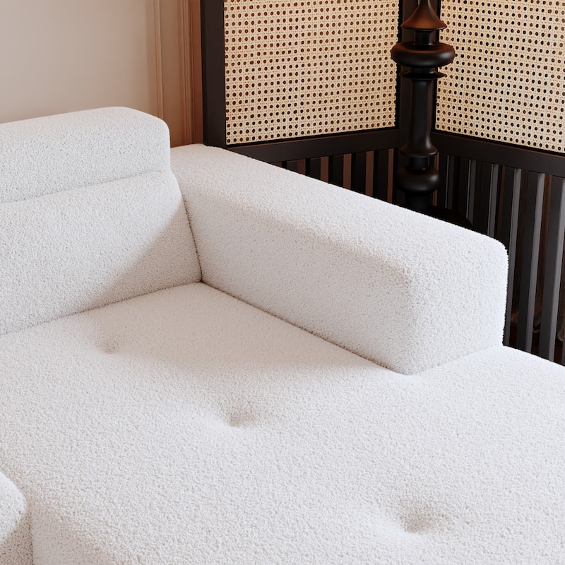 109" Teddy Fabric L-Shaped Sectional Sofa with Chaise, 3-Seater, No Assembly Required