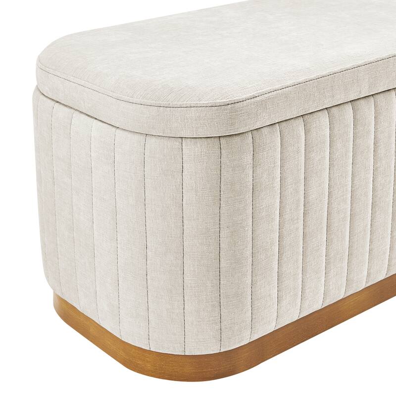 NPD Furniture Clinton Chenille Storage Bench