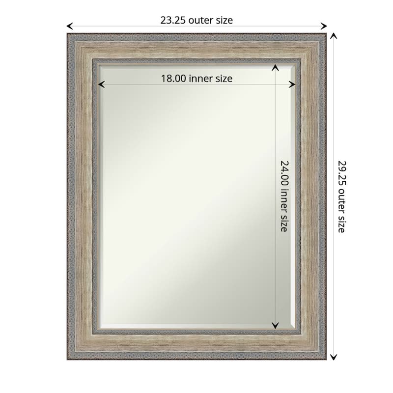 Fleur Silver Half-Inch-Bevel Wood Framed Wall Mirror - Fleur Champagne Silver - Glass Size 18x24 - Fleur Champagne Silver