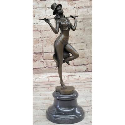 Art Deco Bronze Statue Vintage Jazz Broadway Drama Theatre Dancer Decor 14 Inches X 6 Inches