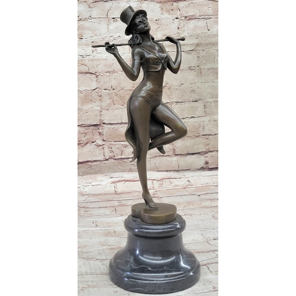 Art Deco Bronze Statue Vintage Jazz Broadway Drama Theatre Dancer Decor 14 Inches X 6 Inches