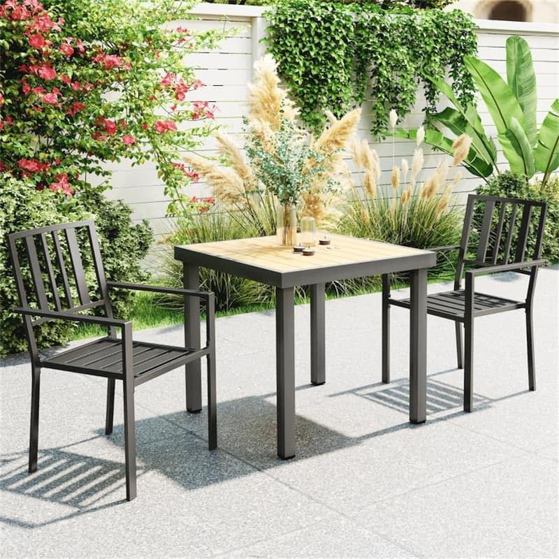 Galvanized Steel Outdoor Dining Chair Set of 2 Stackable - 22.5" W x 22.75" D x 35" H