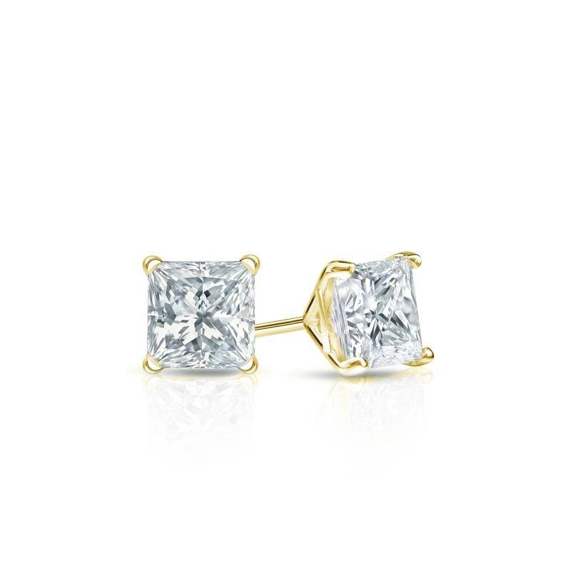 Auriya 14-karat Gold Lab Grown 0.30 carat TDW Princess Diamond Stud Earrings 4-Prong Martini Push-back