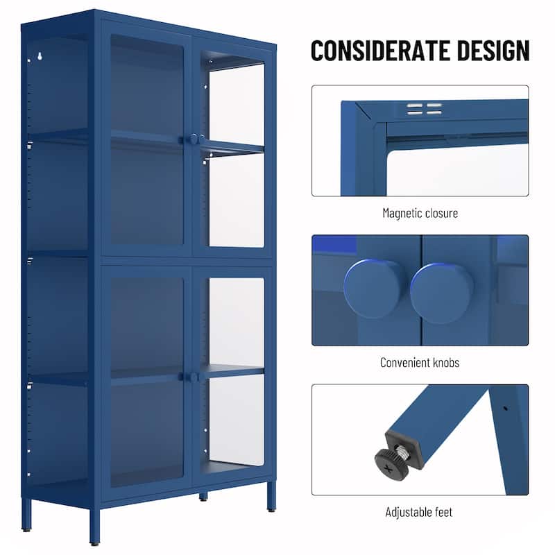 Four Glass Door Storage Cabinet
