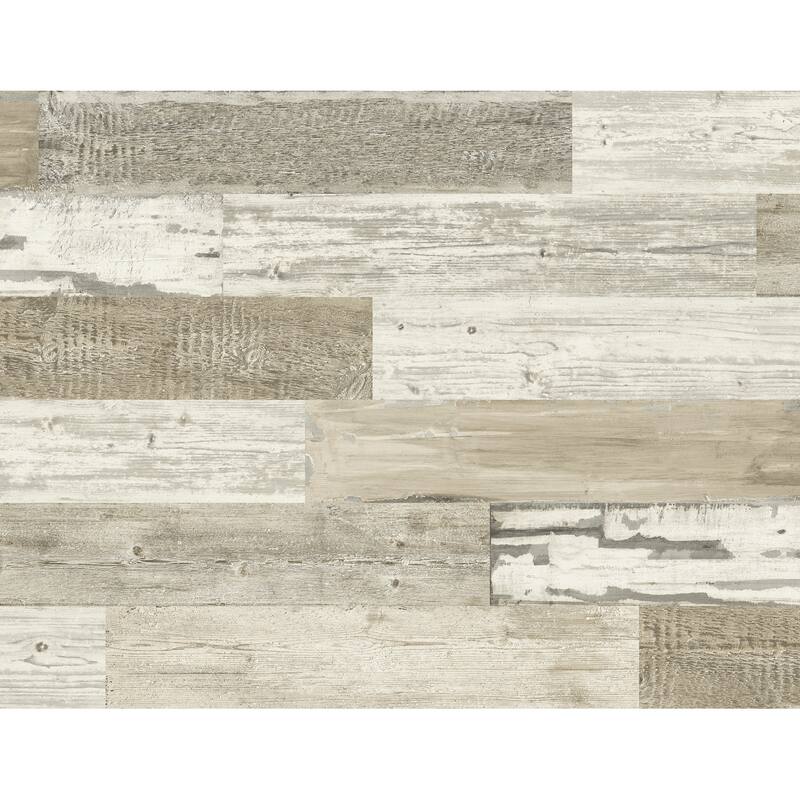 Seabrook Designs Distressed Faux Wood Tile Unpasted Wallpaper