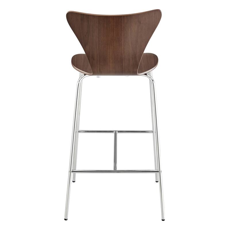 HomeRoots 30" Brown And Silver Metallic Stainless Steel Bar Chair