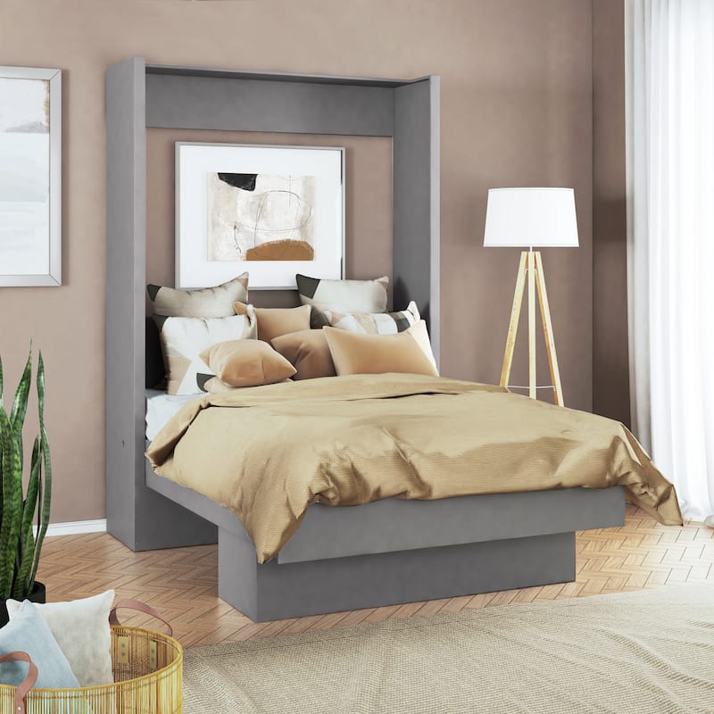 Oakland Living Easy Lift Brazilian Full Contemporary Murphy Bed with Shelf - Grey