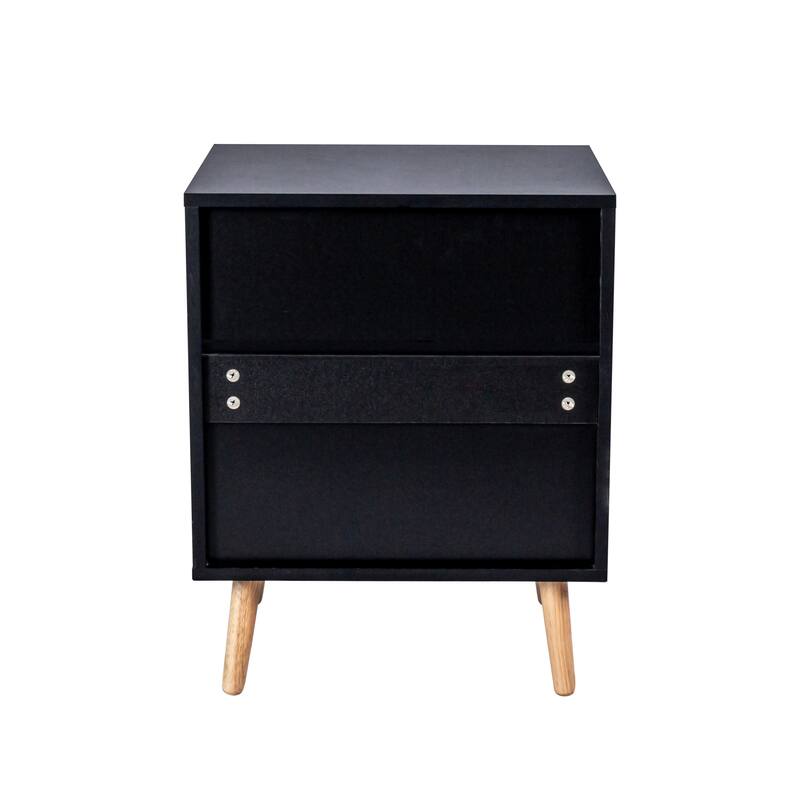 Boho Rattan 2-Drawer Nightstand, Handmade Woven Accent End Table, Side Table for Bedroom and Living Room