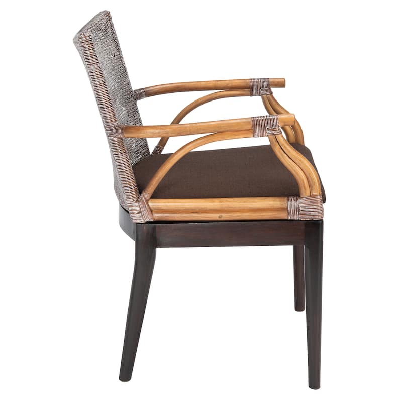 SAFAVIEH Gianni Tropical Coastal Cushion Arm Chair - 21.5" W x 23.5" L x 32.3" H