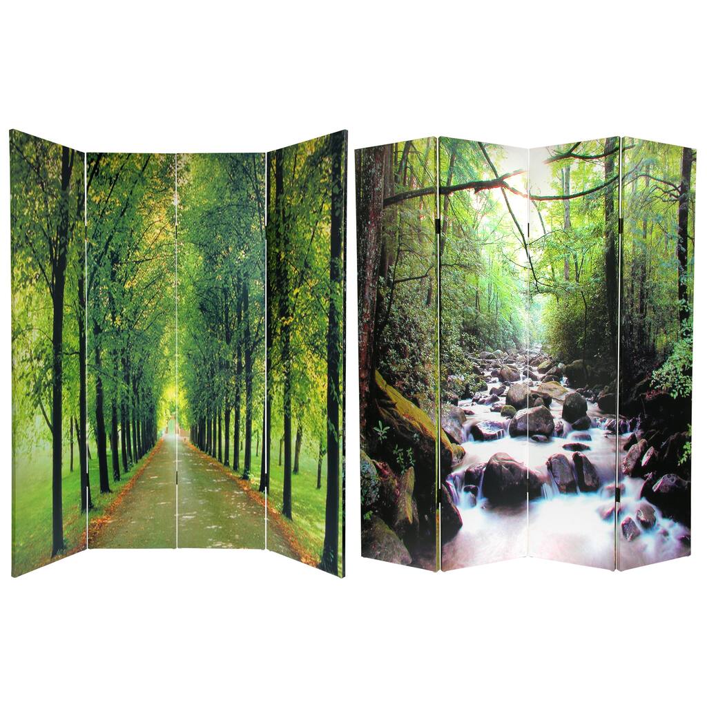 Handmade Canvas Double-sided 'Path of Life' Room Divider (China)