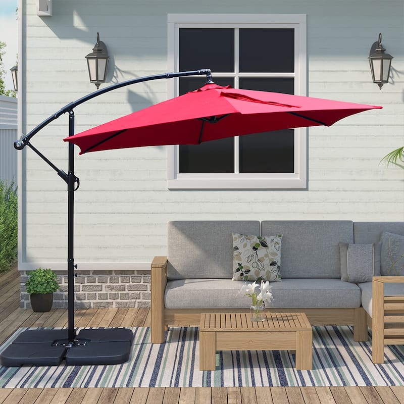 Maypex 10 Feet Cantilever Patio Umbrella, Offset Outdoor Umbrella - Red