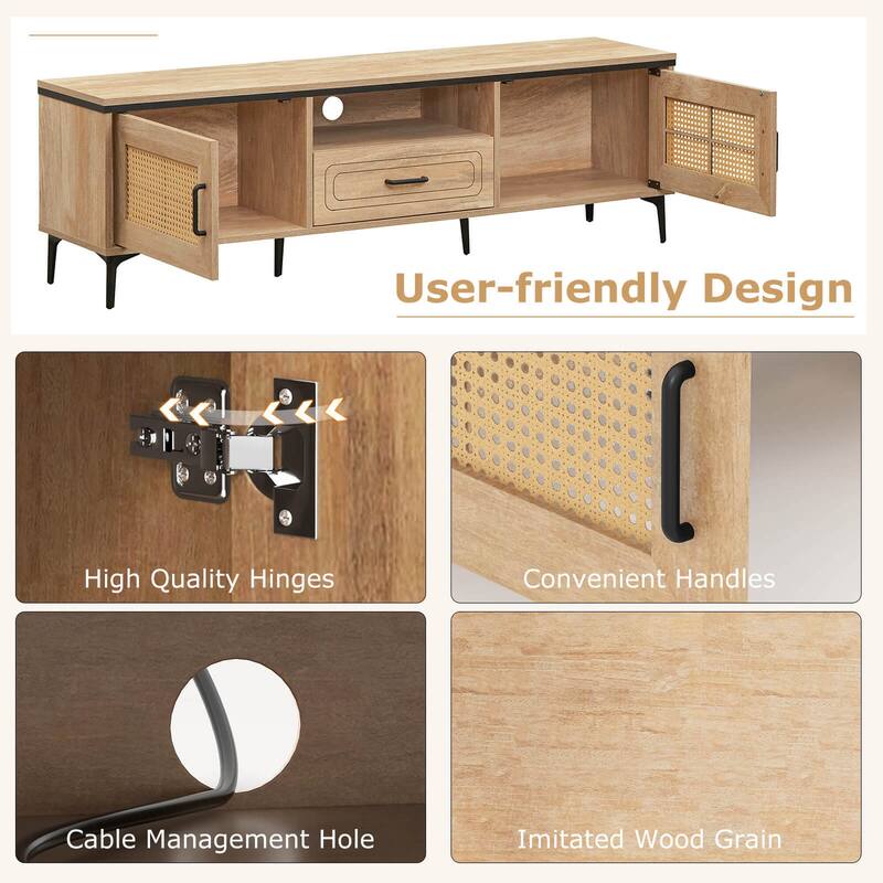 Costway Boho TV Stand for 65 Inch TVs Modern Entertainment Center with - See Details
