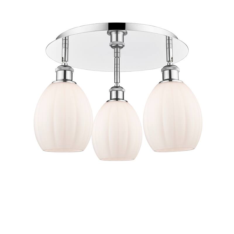 Innovations Lighting Eaton - 3 Light Flush Mount - Polished Chrome/Matte White
