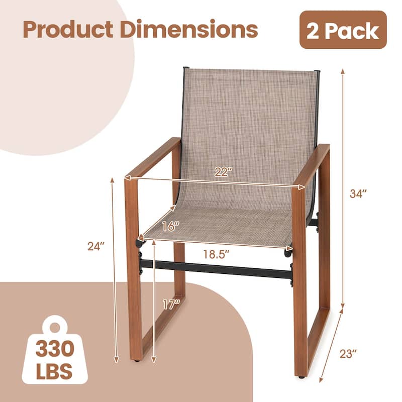 Gymax 2 PCS Outdoor Dining Chairs Patio Furniture Chair w/ Breathable