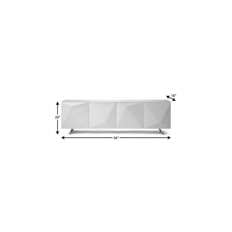 HomeRoots 94" White Glass Solid Console Table - 94.00 in. x 29.00 in. x 18.00 in.