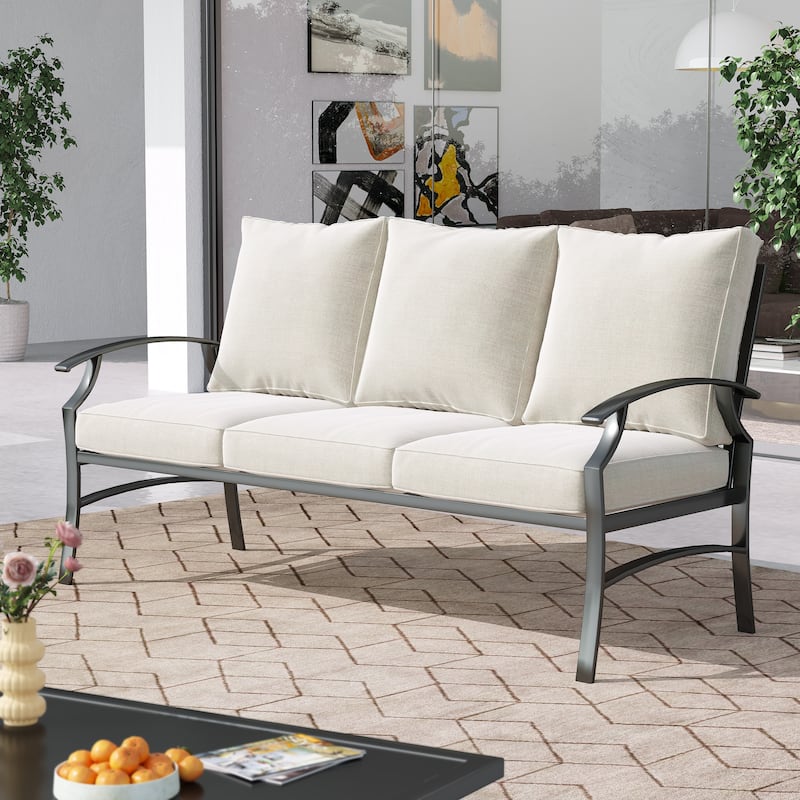 DREAMSIDEA Outdoor 3-Seat Sofa Armchair - BEIGE