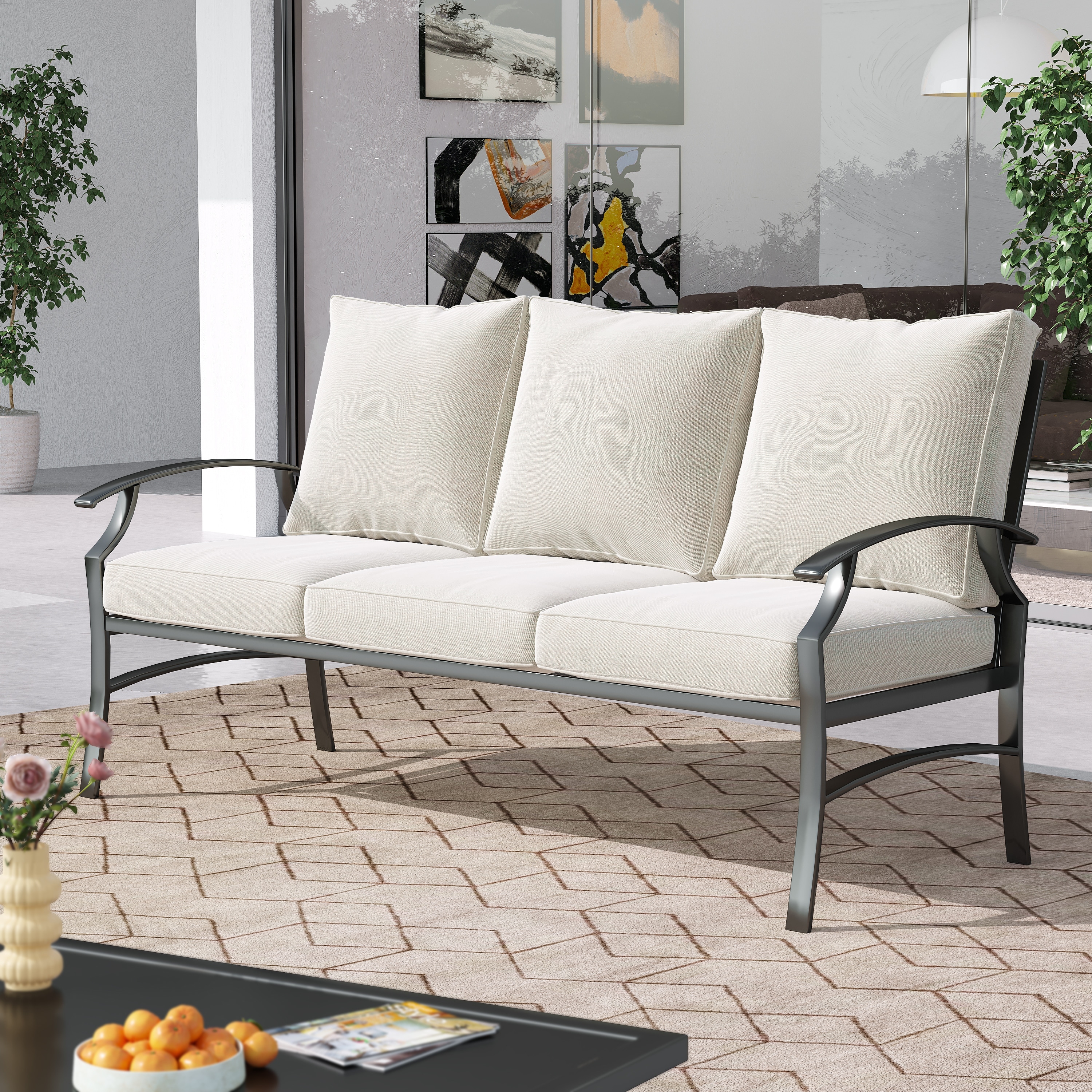 DREAMSIDEA Outdoor 3-Seat Sofa Armchair