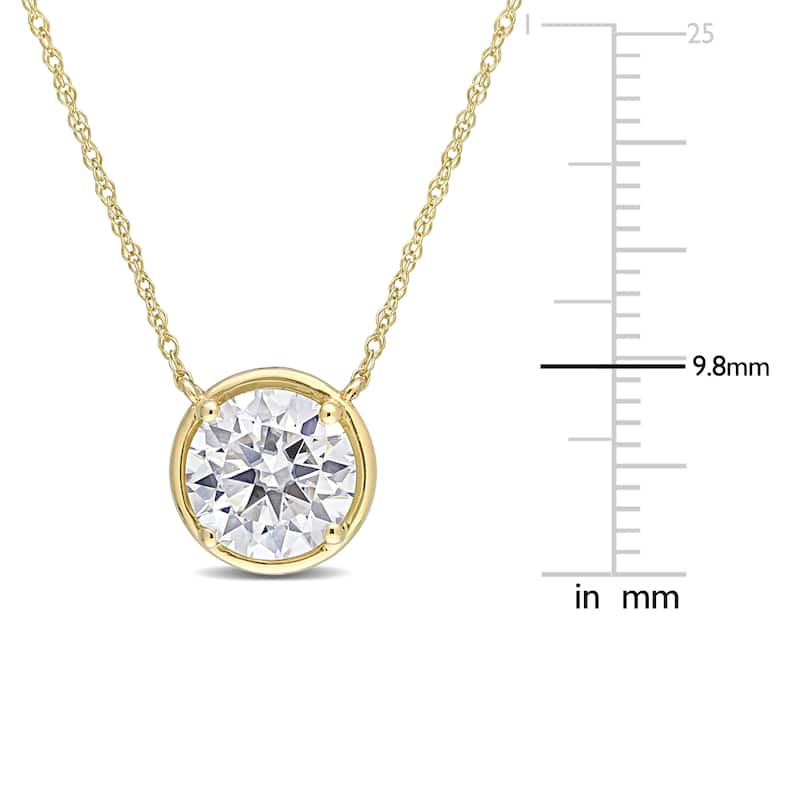 Miadora 2ct DEW Moissanite Solitaire Necklace in 10k Yellow Gold