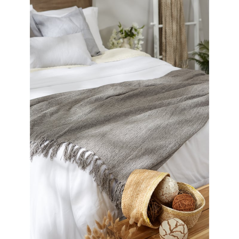 DII Soft Denim Blue Chenille Throw