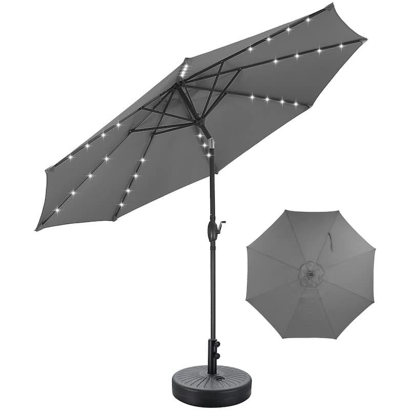 Autlaycil 10ft Solar LED lights Outdoor Patio Umbrella With Base